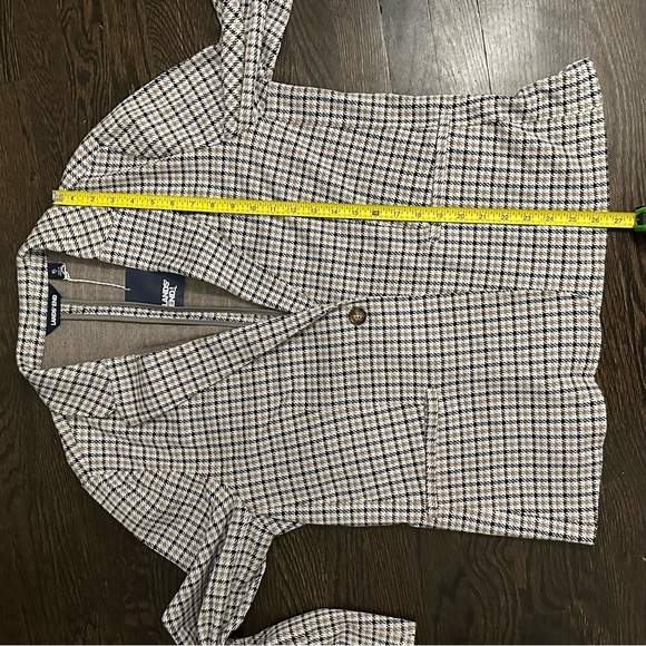 NWT Lands' End Women's Jersey Single Button Blazer Houndstooth Brown Size XL - Picture 9 of 10